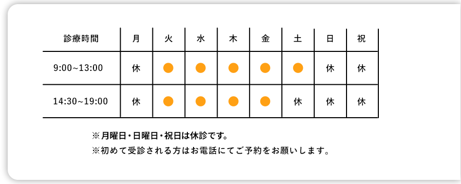北九州市小倉北の歯医者「柴田歯科医院」 診療時間