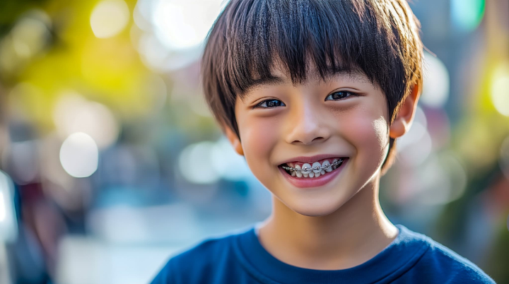 ワイヤー矯正中の子ども