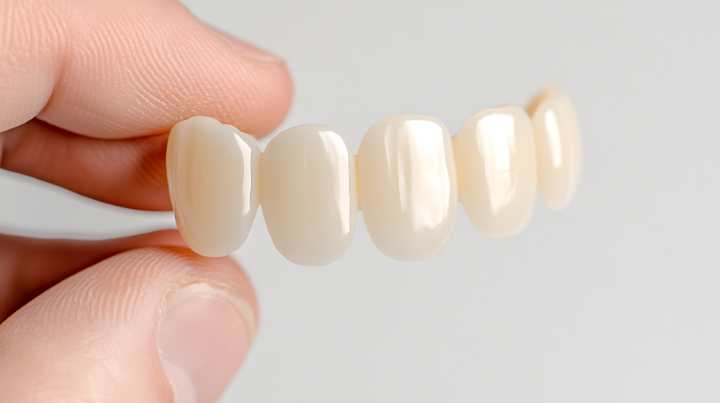 セラミック歯を持つ手元