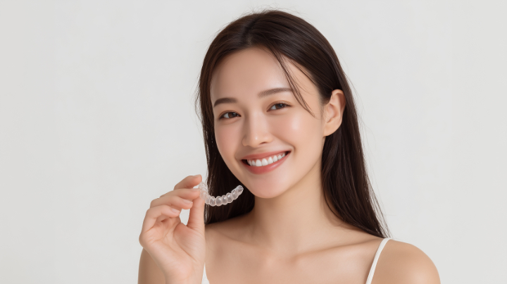 インビザラインで歯列を整える女性