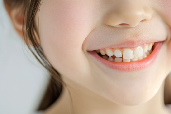 きれいな歯並びの子どもの口元