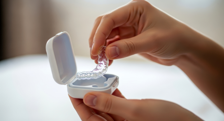 ナイトガードを持つ手元