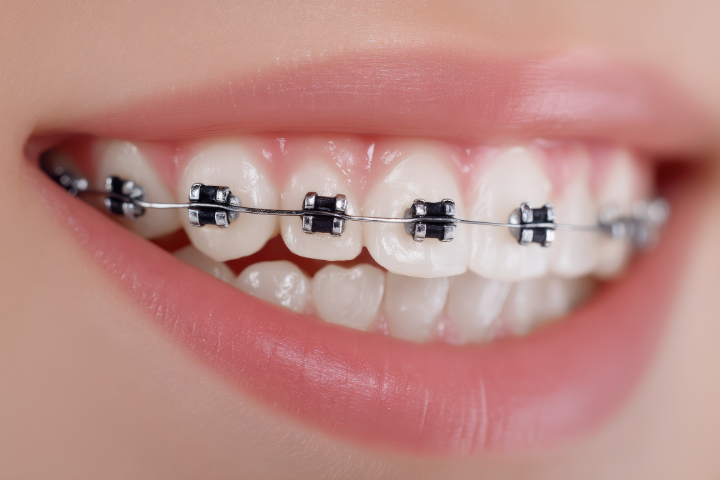 ワイヤー矯正中の口元