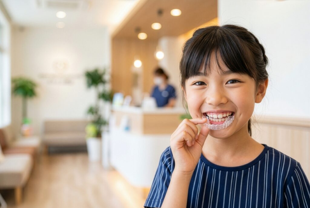 小児矯正をしている子ども